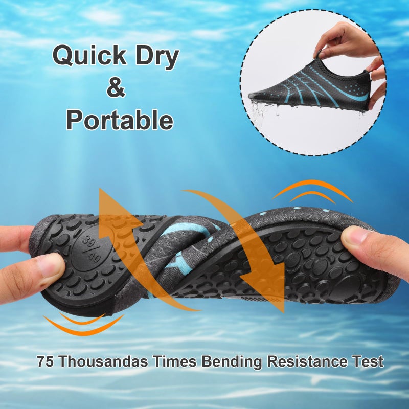 BARERUN Women's Men's Quick Drying Aqua Water Shoes Blue 6.5-7.5 M US Women - Image 4